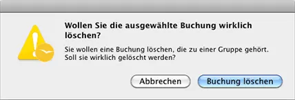Buchung der Gruppe löschen