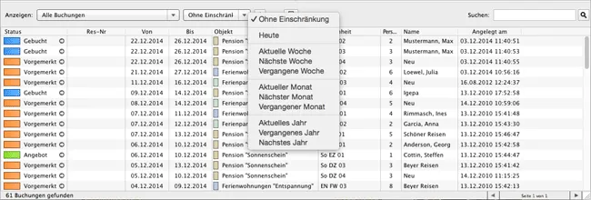 Buchungsliste