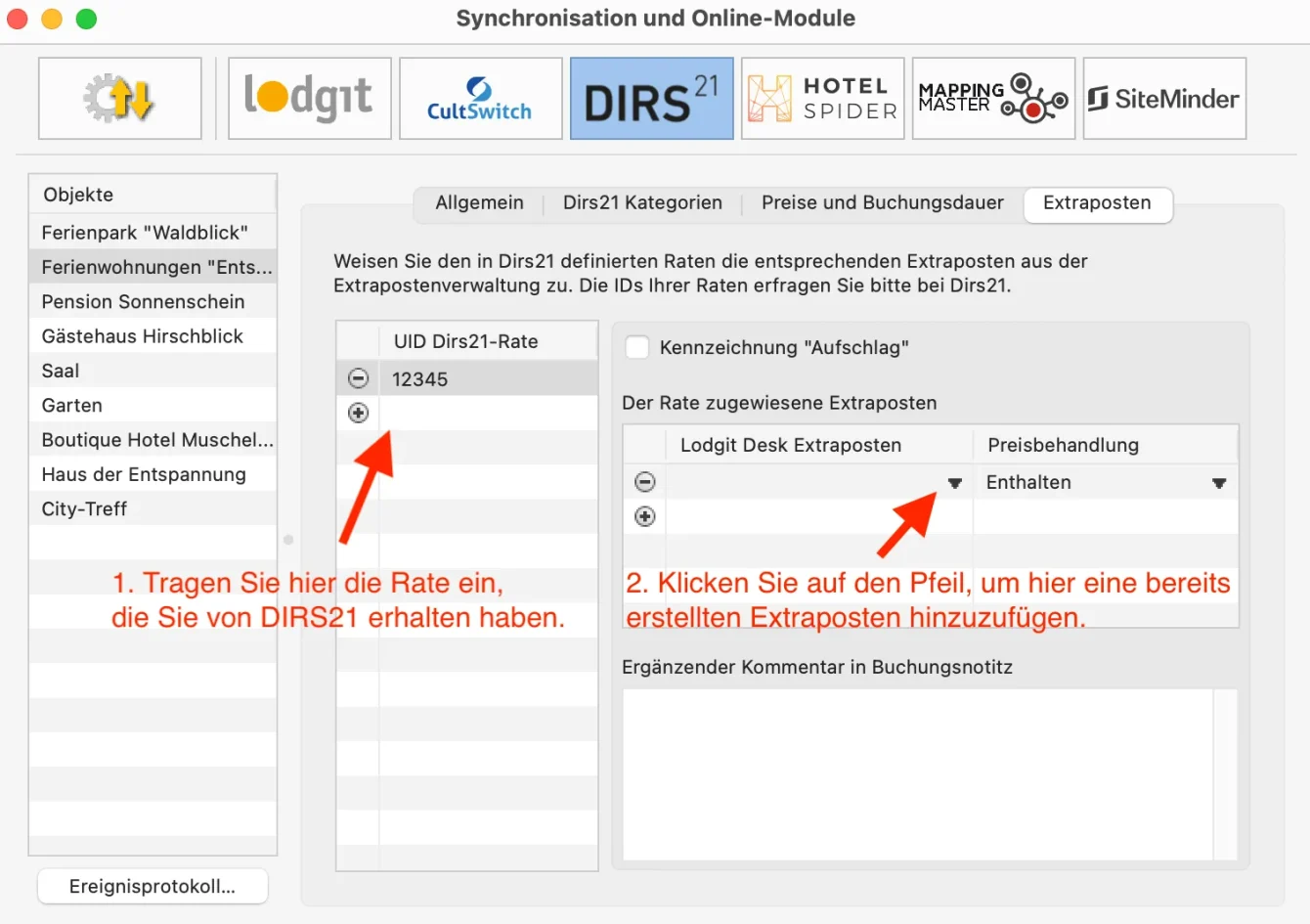 CHM DIRS Einrichten 05 Extraposten