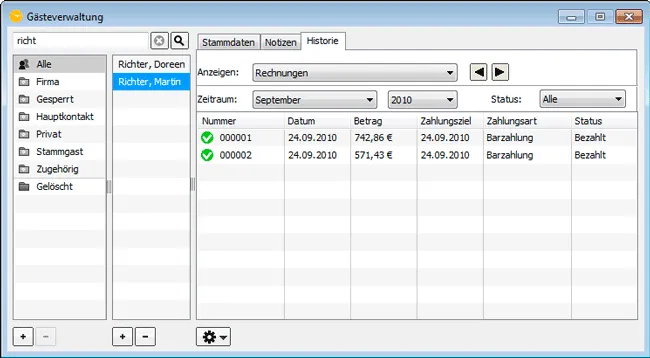 Gaesteverwalt Rechnungen