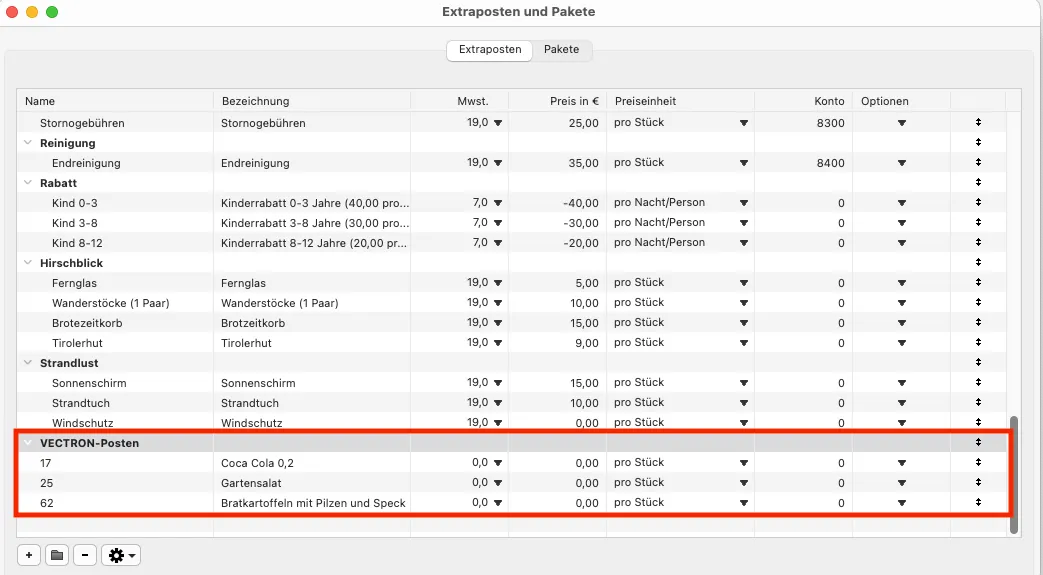 Kassensysteme Vectron Extraposten