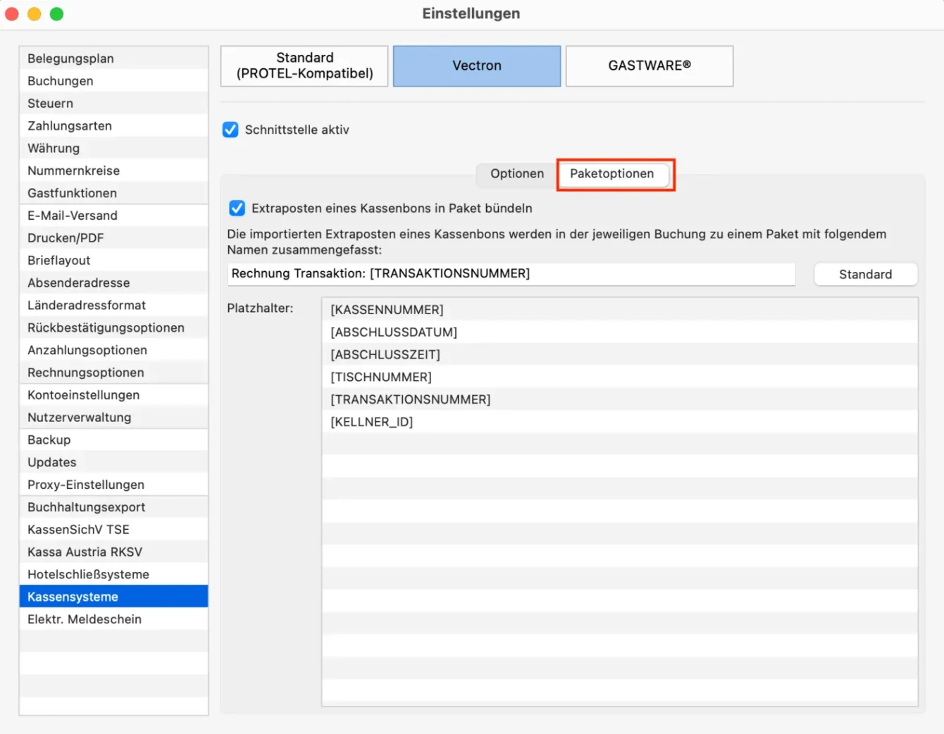 Kassensysteme Vectron Paketoptionen