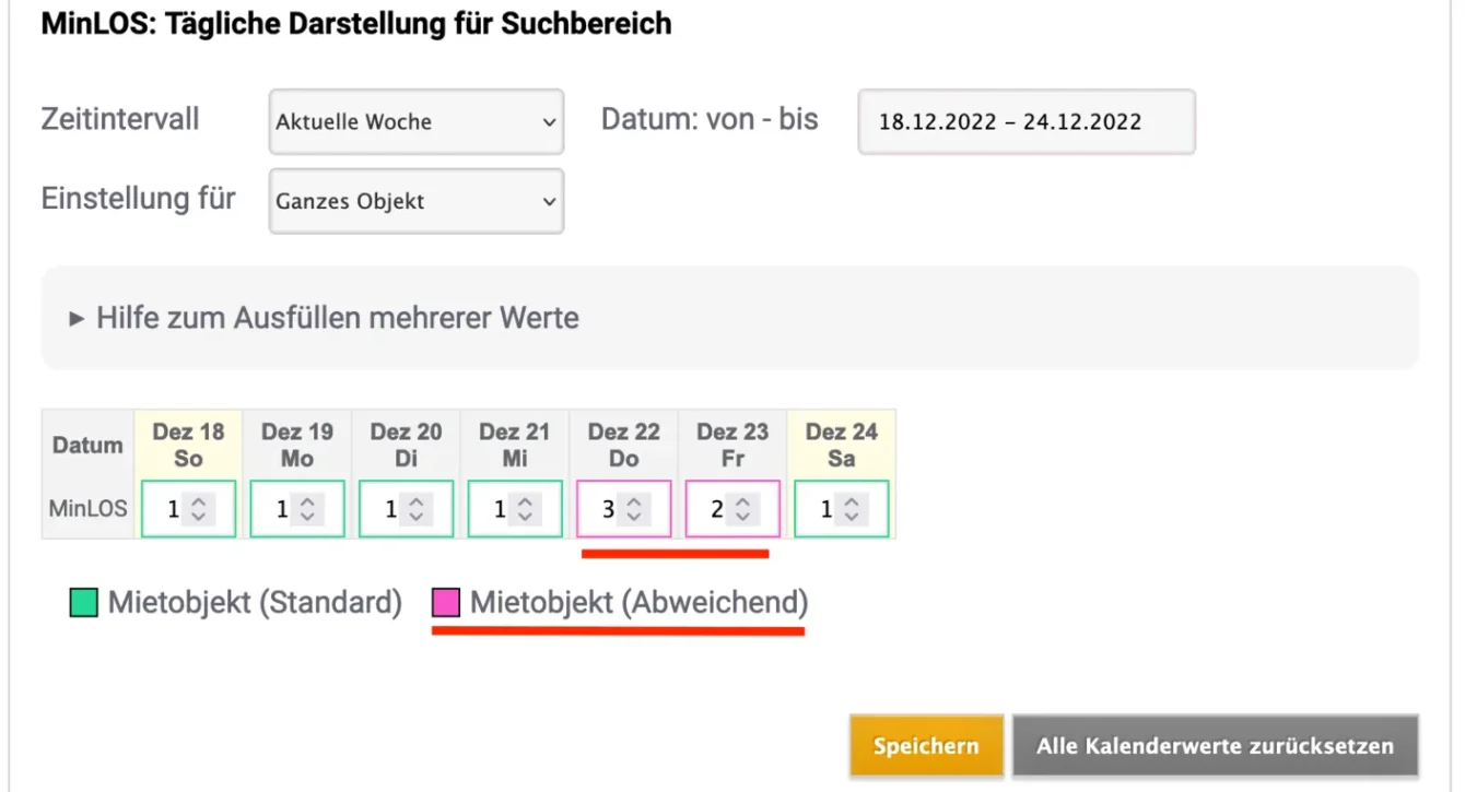 abweichende MIndestbuchungsdauer