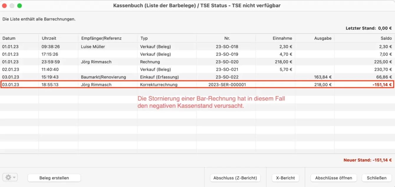 Negativer Kassenstand 02