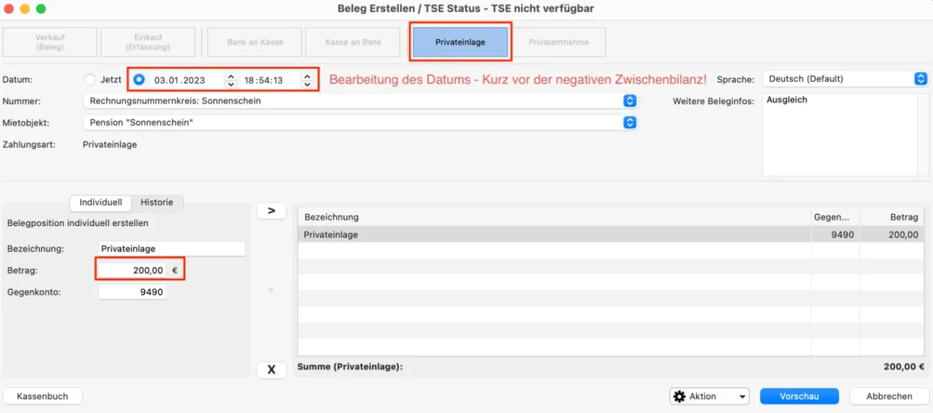 Negativer Kassenstand 03