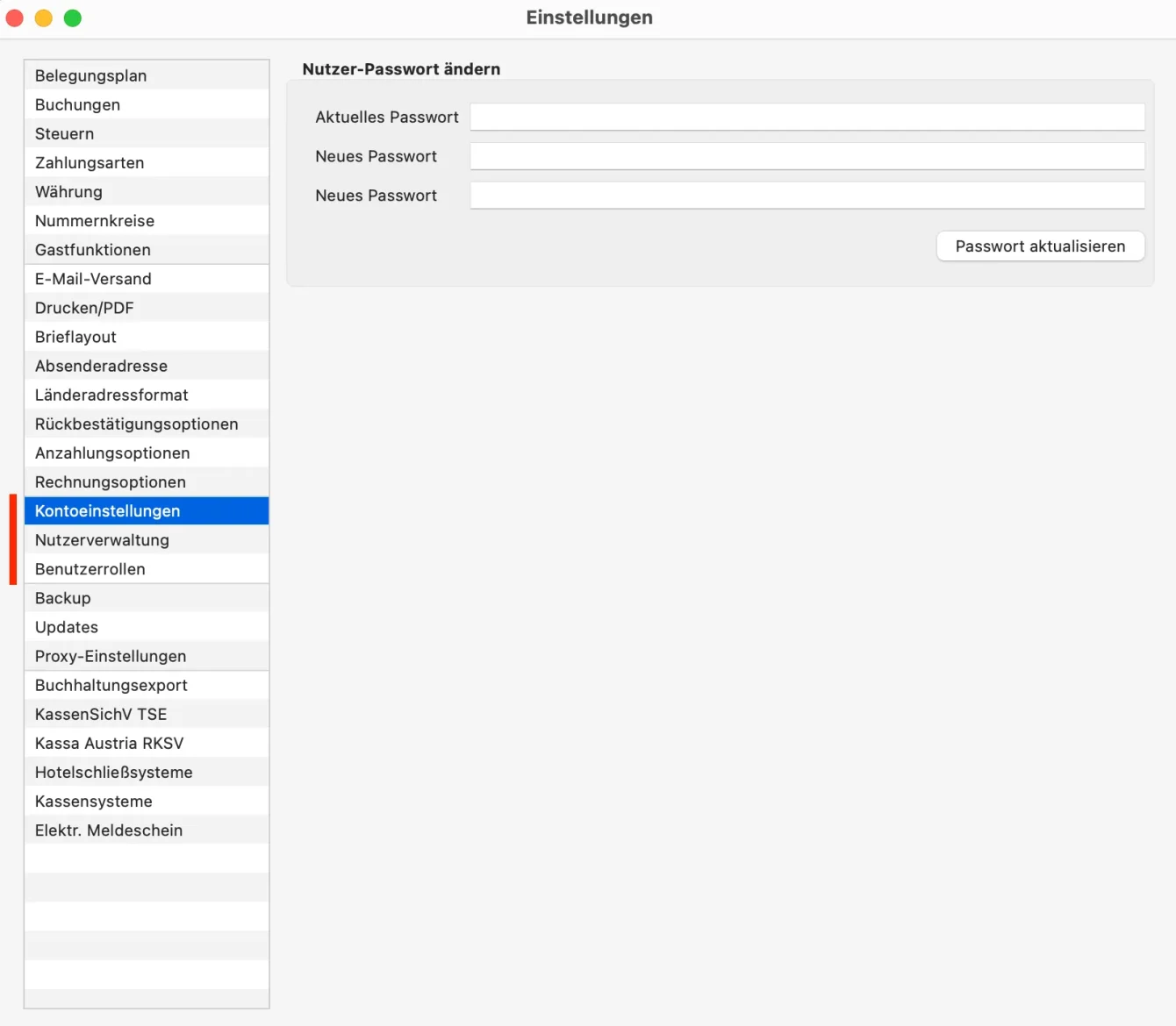 Nutzerverwaltung Kontoeinstellungen Admin