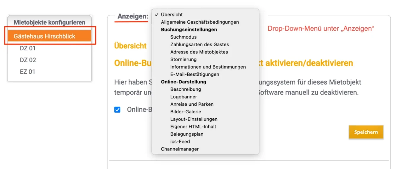 Konfigurationsübersicht für das OBS