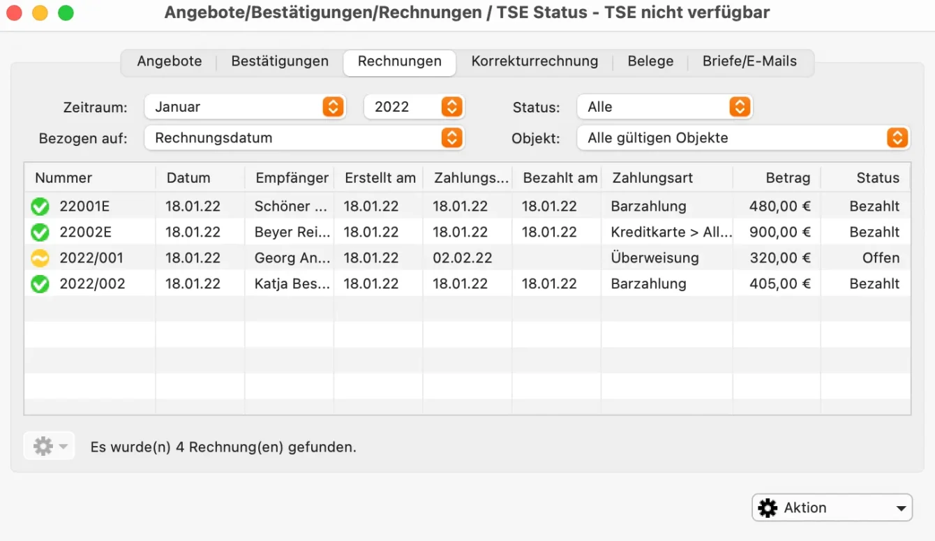 Rechnungen verwalten