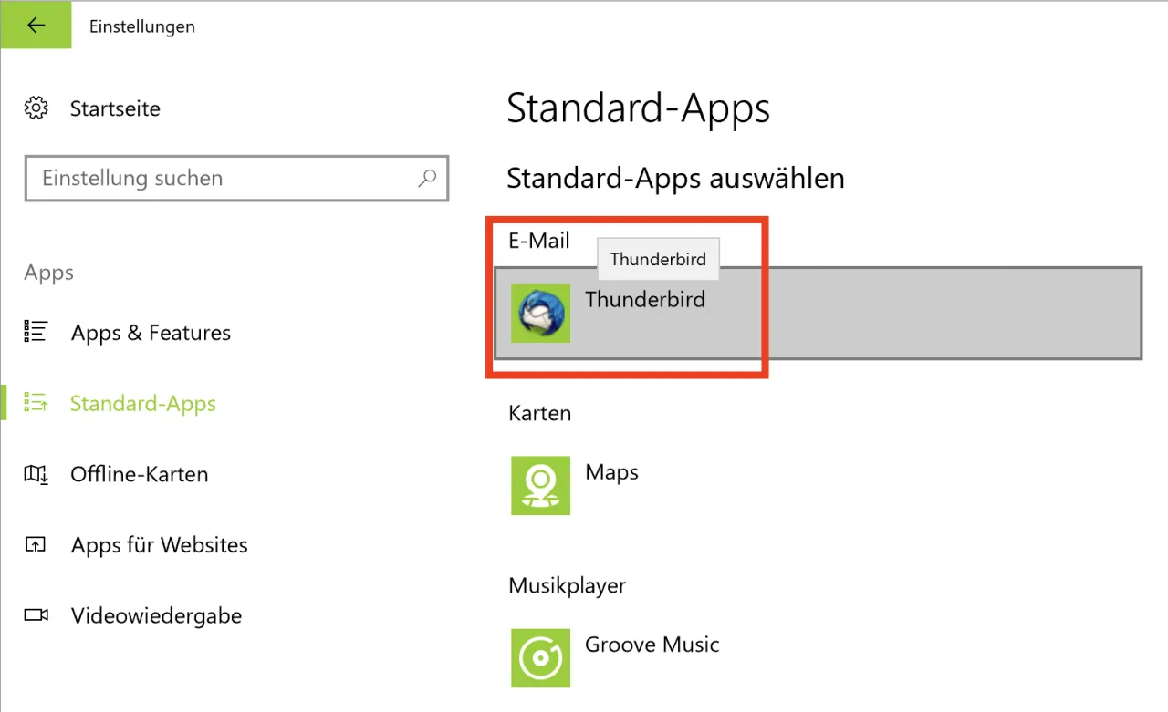 Schritt 2b Standard Apps Thunderbird