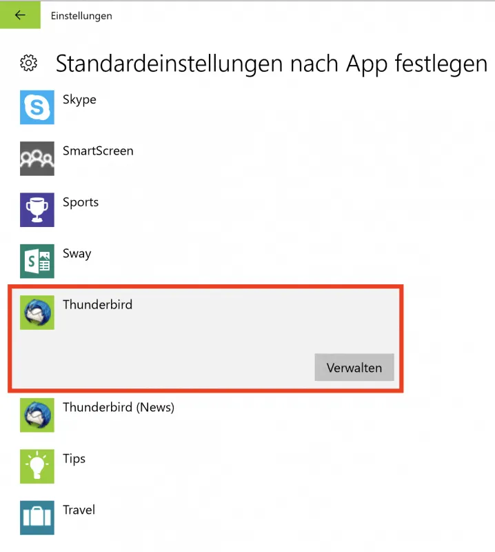 Schritt 2e Standardeinstellungen nach App TB