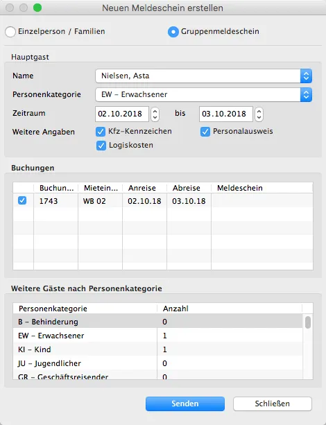 elektronischen Meldeschein fenster 2