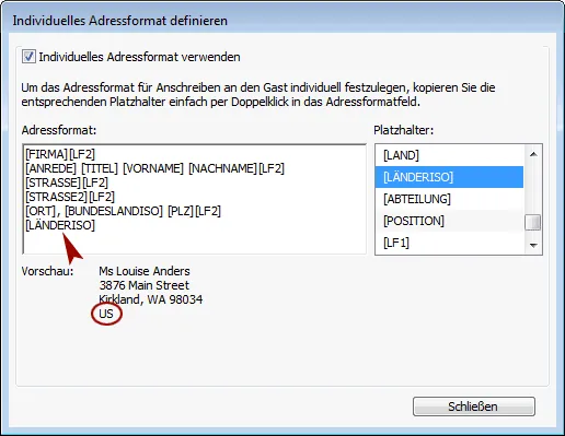 individuelles adressformat