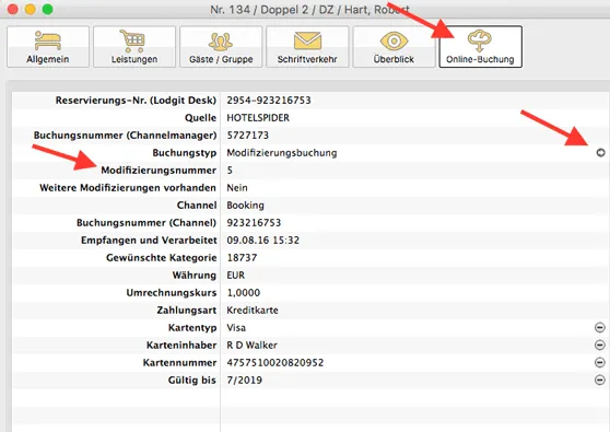 online buchung modifizierung infos