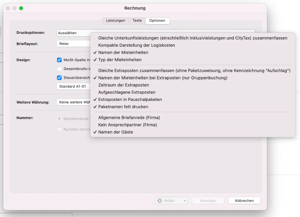 rechnung Optionen 2
